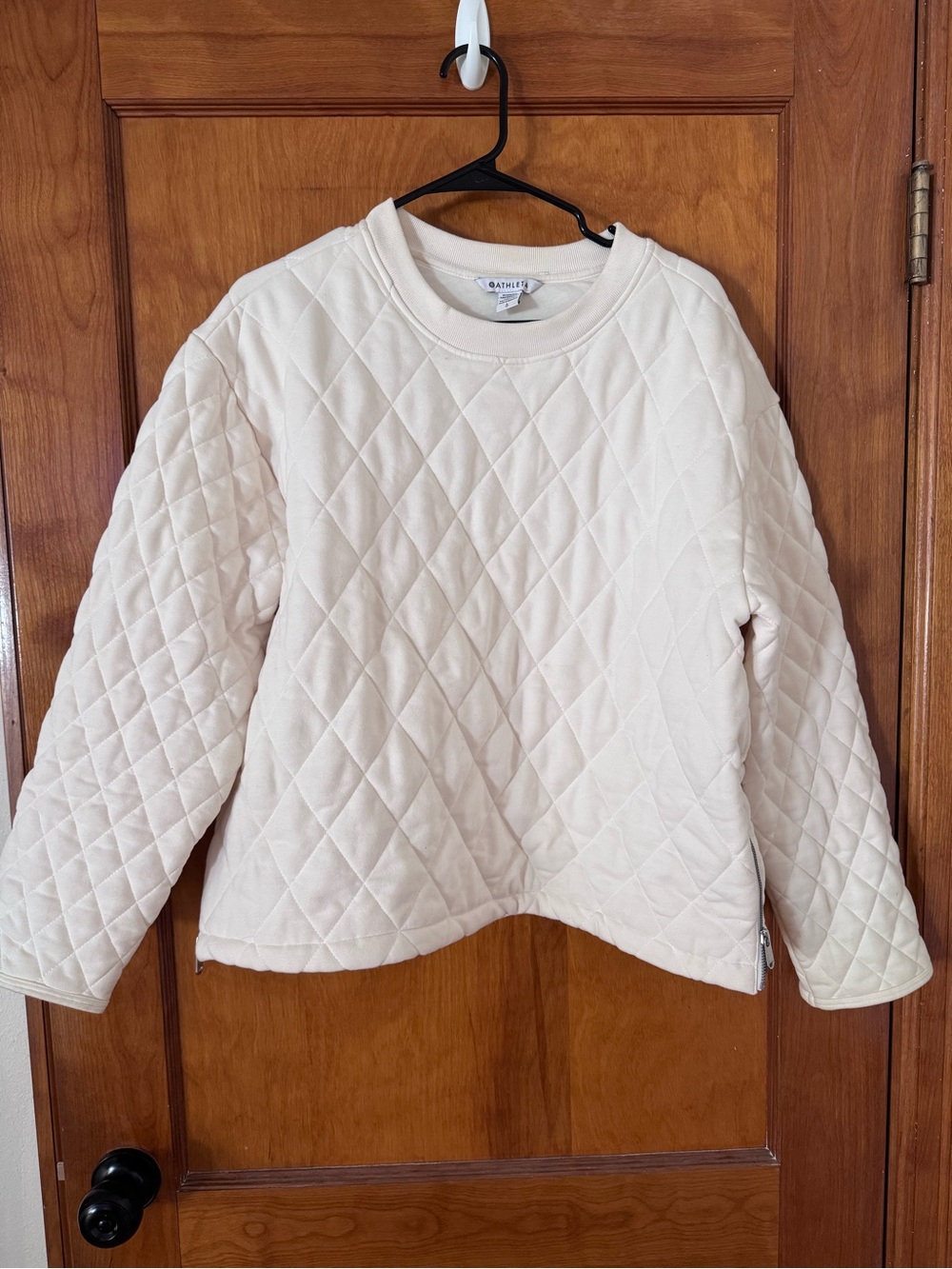 Athleta Quilted Crewneck Pullover - Cream